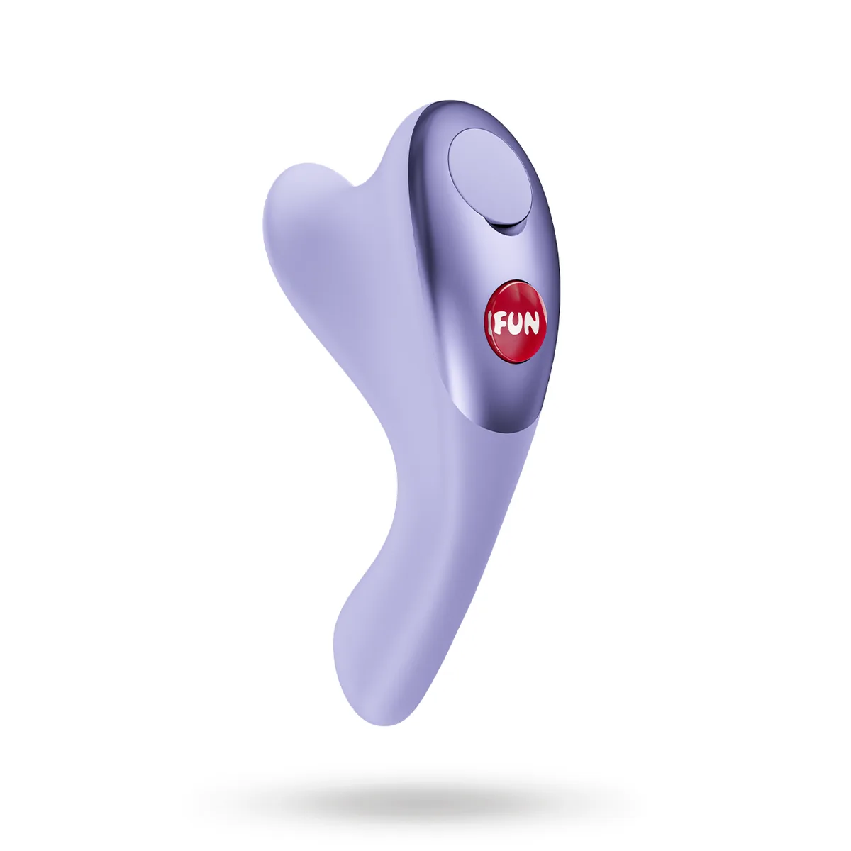 Fun Factory Be One fingervibrator i lila, sedd snett framifrån med den röda FUN-knappen
