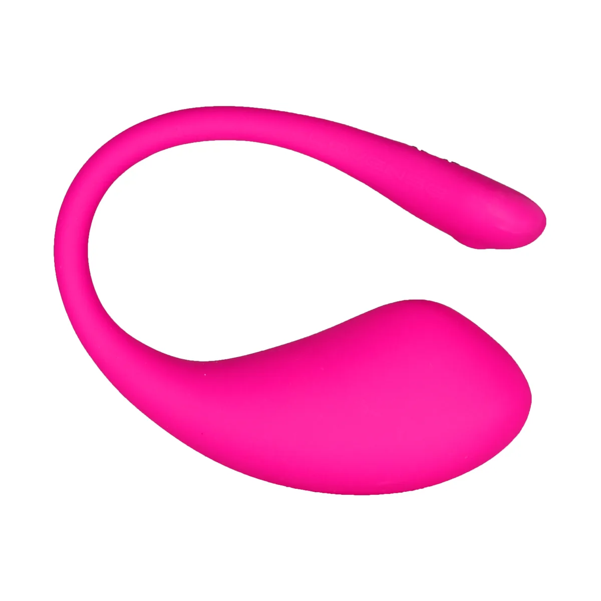 Lovense Lush 3 i rosa, sedd snett från sidan med ägget nedtill och den böjda antennsvansen uppåt