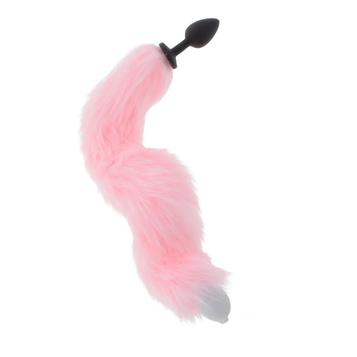 Taboom LED Unicorn Tail & Buttplug: svart silikonplugg med ljusrosa konstpälssvans och lysande kapsel i spetsen