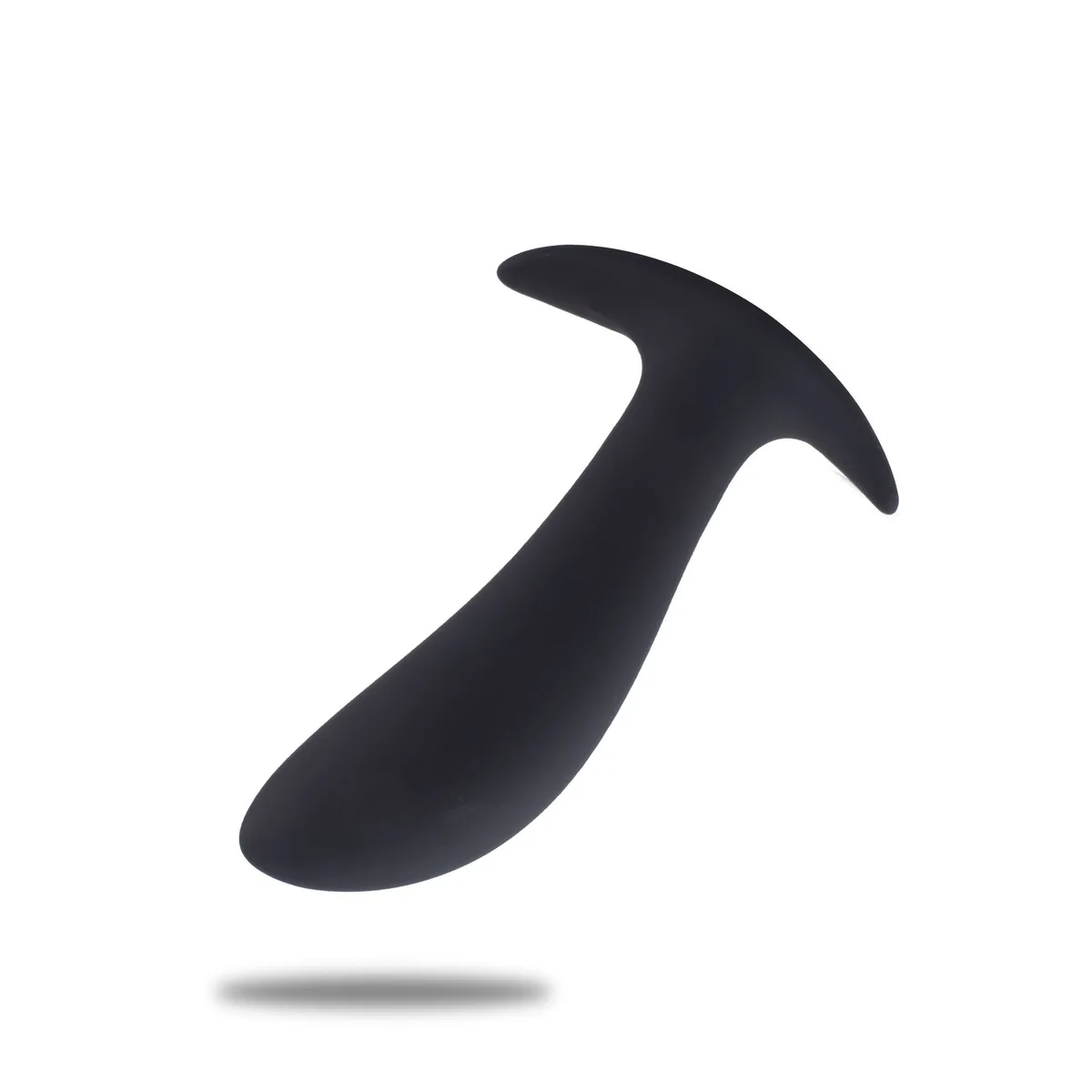 TOYZ4LOVERS Secret Lover Anal Vibrator i svart silikon, sedd snett från sidan med den böjda formen och den T-formade basen